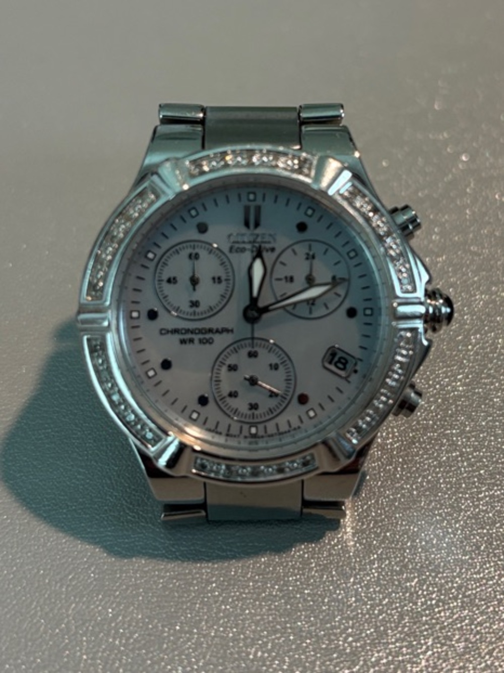 Silver Women’s Eco-Drive Chronograph Watch - Stainless Steel Bracelet